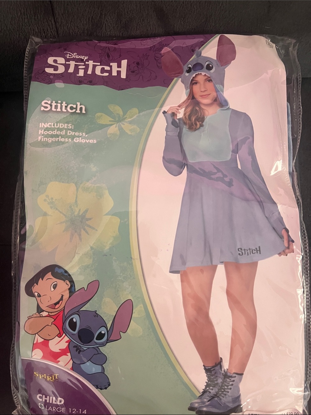 Disney Stitch Girls' Purple Hooded Dress Costume